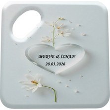 Nikah Nişan Özel Günler Için Kişiye Özel Kare Bardak Altlığı Magnet Açacak MG0023