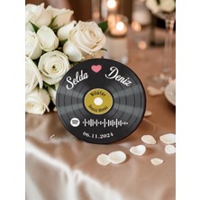 Masalsı Concept Nişan Söz Için Kişiye Özel  Magnet (20 Adet) Hediyelik  Düğün Hatırası 6 cm Ahşap Magnet Spotify  Okutmalı