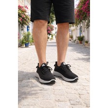ModaOnn Erkek Siyah Sneaker Spor Ayakkabı Bağcıklı ve Lastikli Günlük Rahat Model