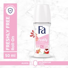 Fa Kadınlar İçin Freshly Free Greyfurt & Liçi Roll-On 50 ml Alüminyum Tuzu ve Alkol İçermeyen Deodorant