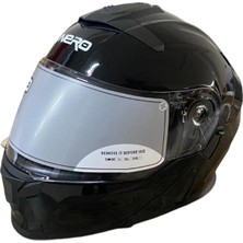 Nero 912 Parlak Siyah Çene Açılır Güneş Vizörlü Kask (M)