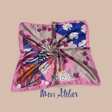 Mevi Atelier Çiçek Desenli Renkli Fular 50 x 50