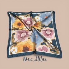 Mevi Atelier Çiçek Desenli Renkli Fular 50 x 50