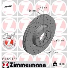 Zimmermann Fren Dıskı On E83 E53 Delıklı Tıp Zımmermann 34116794304