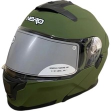 Nero 912 Mat Yeşil Çene Açılır Güneş Vizörlü Kask (M)