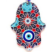 Akinco Yıldız Nazar Boncuğu Desenli Fatma Ana Bereket Eli Füzyon Cam Duvar Süsü