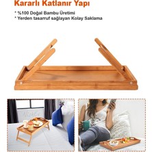 Nishev.com Evini Sev Lüks Doğal Katlanır Ayaklı Bambu Yatak Tepsisi