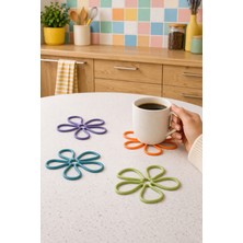 Bit Byte Brick Line Flower Minimal Bardak Altlığı 4'lü Set