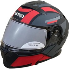 Nero 912 Mat Siyah-Kırmızı Çene Açılır Güneş Vizörlü Kask (M)