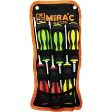 MiraLive Bez Çantalı   Renkli - Kauçuk Kaplama Saplı   Darbeli   6lı Set   Çift Taraflı  Tornavida Takımı (4887)