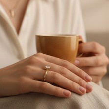 Xupıng Jewelry Ince Tek Taş Yüzük