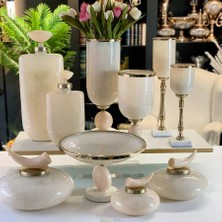 Dekor Arya Pearl Shine Mermer Tabanlı 10 Parça Lüks Salon Aksesuar Seti
