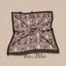 Mevi Atelier Köpek Desenli Renkli Fular 50 x 50