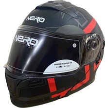 Nero 912 Mat Siyah-Kırmızı Çene Açılır Güneş Vizörlü Kask (Xl)