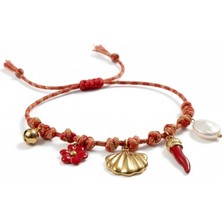 Cesicey Çelik Summer Charms Kırmızı Bileklik Altın Renk