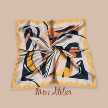 Mevi Atelier Desenli Renkli Fular 50 x 50