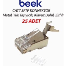 Beek CAT6A/CAT7 Modüler Konektör, 8P8C, Awg 22 - 23 Kablo Için, Kablo Yük Taşıyıcılı, Kılavuz, Zırhlı - 25 Adet