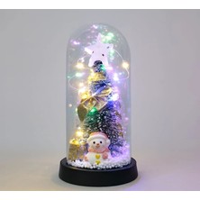 MiraLive Yılbaşı Temalı Işıklı  Dekoratif Cam Fanus ALK5079