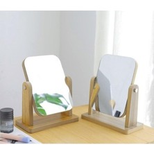 Nacario Gaman Masaüstü Standlı Makyaj Aynası 18X13CM Masaüstü Ayna Ahşap Tasarım Ayna