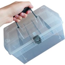 Nacario Ayarlanabilir Plastik Bölmeli Çok Amaçlı Taşınabilir Şeffaf Organizer Kutusu Makyaj Hobi Saklama Kutusu Ofis Masa Için Araç-Gereç Kabı (Şeffaf, Orta)