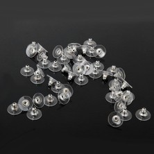 Hedef Bijuteri 100 Adet 10MM Şeffaf Küpe Stoperi, Küpe Klipsi,slikonlu Küpe Arkası