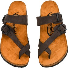 Moosefield Deri Kahverengi Nubuk Terlik Günlük Kullanım İçin Konforlu Tasarım