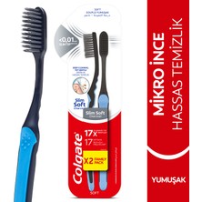 Colgate Mikro İnce Charcoal Yumuşak Diş Fırçası Derin ve Hassas Temizlik 2'li Aile Paketi