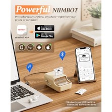 Nacario B21 Etiket Yazıcısı, 1 Rulo Başlangıç Bandı, Bluetooth Kendinden Yapışkanlı Etiketleme Cihazı, Yazdırma Cihazı, Baskı Boyutu 20 – 50 Mm, Ios ve ile Uyumlu, Ev, Ofis Için (Bej)
