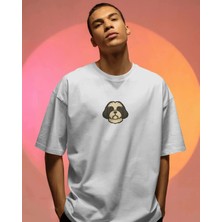 Muhtar Store Shih Tzu Köpek Baskılı Unisex Oversize Tişört – Minimal Sevimli Tasarım