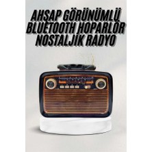 Akinco Bluetooth Hoparlör Ahşap Renk Işıklı Nostaljik Radyo Fm Ahşap Görünümlü