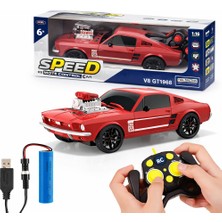 Toyska V8 GT1968 Uzaktan Kumandalı Araba 1:16 Şarjlı Rc Araba Kırmızı