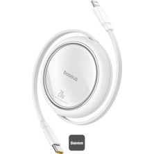  baseus p10364501211-00 free2pull makaralı şarj kablosu usb-c-lightning 20w 1 metre beyaz