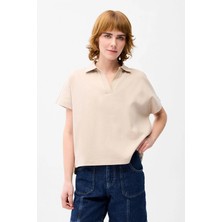 Love My Body Erkek Yaka Bluz Bej 115L9920000