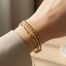 Stil Incisi/vip Serisi Üçlü Zirkon Taşlı Bileklik