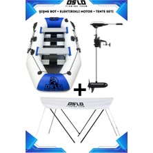 Oslo Fishing Team Mavi Beyaz Şişme Bot Motor ve Tente Seti