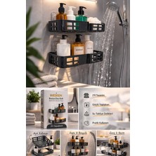 Bm House Bmhouse 2’li Yapışkanlı Banyo Duş Rafı Delmeden Montaj Güçlü Askılı Şampuanlık Duş Organizeri