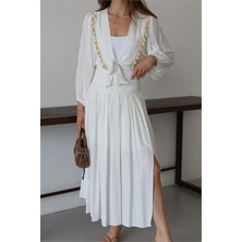 Dip Moda Kadın Yırtmaçlı Etekli Bohem Takım DPNP015