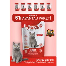 Cat food energy Sığır Etli Yetişkin Yaş Kedi Maması 85 G - 6 Adet