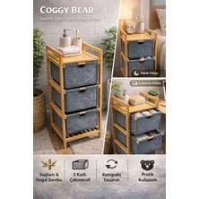 Bm House Bmhouse 3 Çekmeceli Çok Amaçlı Dolap Ahşap Raflı Organizer Banyo Dar Alan Düzenleyici