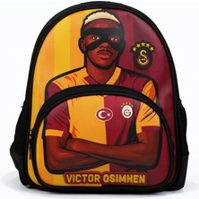 Galatasaray Lisanslı Victor Osimhen Figürlü Anaokulu Çantası - 2 Bölmeli Su Itici Kumaşlı Sırt Çantası