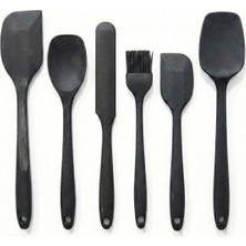 Bm House Bmhouse 6'lı Siyah Silikon Mutfak Gereç Seti – Isıya Dayanıklı Spatula, Kaşık ve Fırça Seti