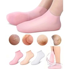 UGA İthalat Uga Ithalat 2 Çift Pembe Silikon Kaymaz Nemlendirici Çorap Yeniden Kullanılabilir Pedikür Bakımı Çatlak Topuk