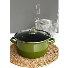 Nishev.com Evini Sev Milano Premium 22 cm Zeytin Yeşili Kızartma Tenceresi – 4,5 L