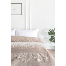 Merinos Pırıltı Embos Vizon Renkli Çift Kişilik Battaniye 220 x 240 cm Yumuşak Polyester Doku
