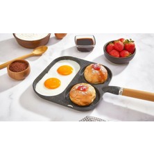 Nishev.com Evini Sev 3 Gözlü 3 Bölmeli Çok Amaçlı Omlet Pankek Ergonomik Tava