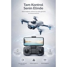 FaroxTech Işık Akışı Sabitleme Özellikli Katlanabilir Drone - Hd Çift Kamera Akıllı Engelden Kaçınma Sistemi