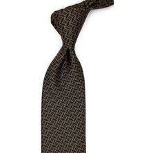 Kravatkolik Siyah - Sarı Motif Desen Mendilli Klasik Kravat KK13469