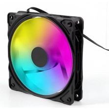 Bubalus B-120B Siyah 12CM Kasa Içi Uyumlu Rainbow Işıklı Fan