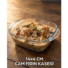 Qualitev 1 Adet Cam Fırın Kasesi Borline Meze Tabağı Kare Kase 14X4 cm