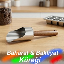 Neler Geldi Neler Ahşap Saplı Çelik Şık Baharat Kaşığı Küreği Bakliyat Küreği Baharat Küreği